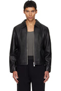 Black Cropped Leather Jacket for Men & Women