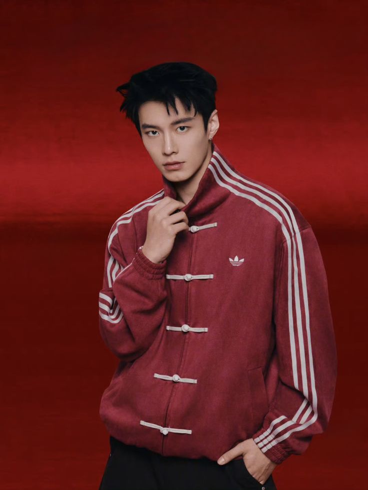 Retro Chinese Knot Track CNY maroon  Jacket – Vintage Streetwear Zip-Up in Burgundy Red.